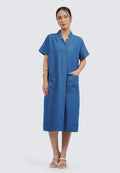 V-Neck Short Sleeve Midi Dress