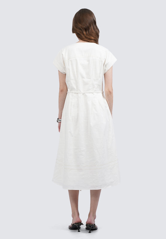 Round Neck Short Sleeve Midi Dress