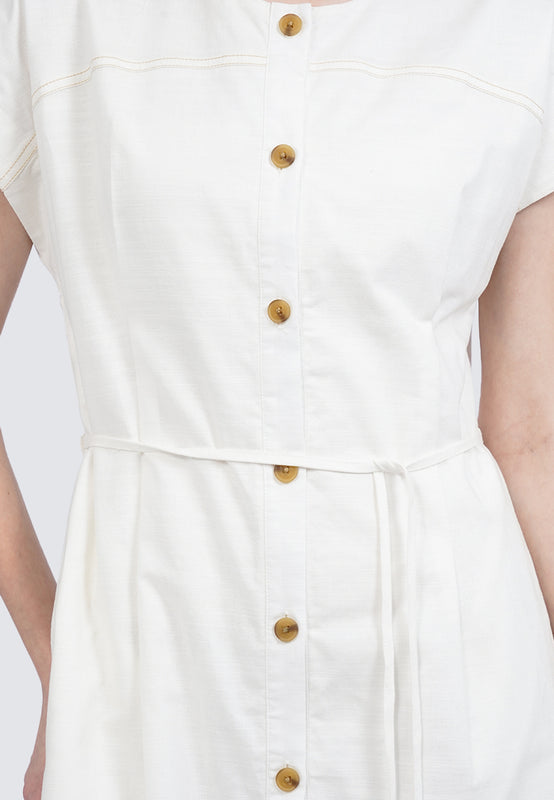 Round Neck Short Sleeve Midi Dress