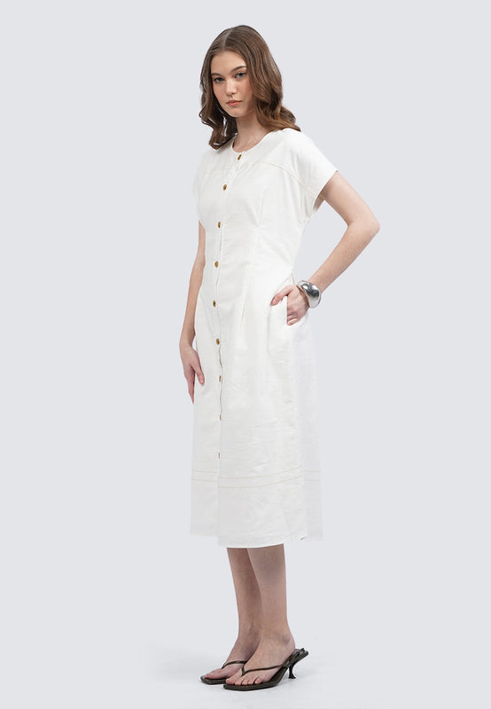 Round Neck Short Sleeve Midi Dress