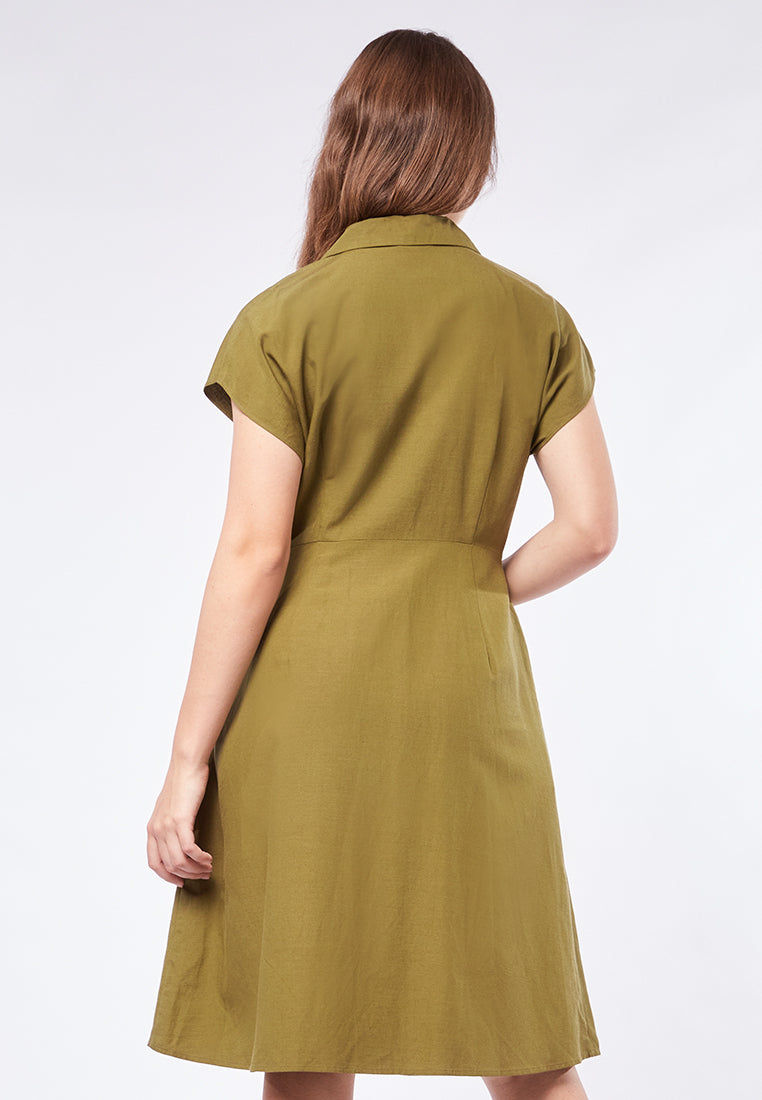Pyjama Collar Midi Dress