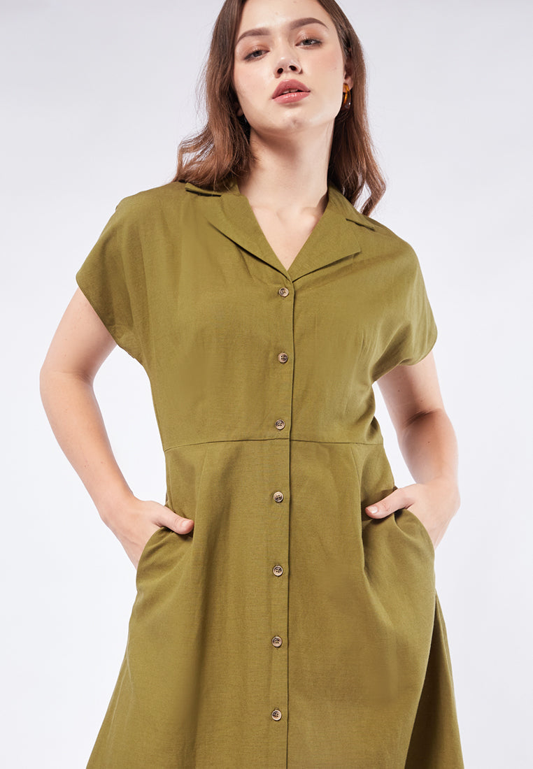 Pyjama Collar Midi Dress