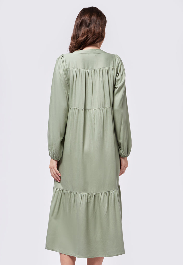 Puff Sleeves Midi Dress