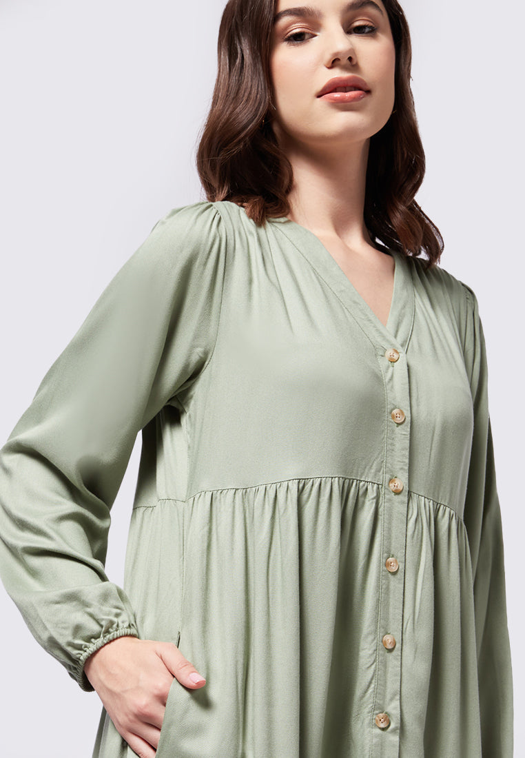 Puff Sleeves Midi Dress