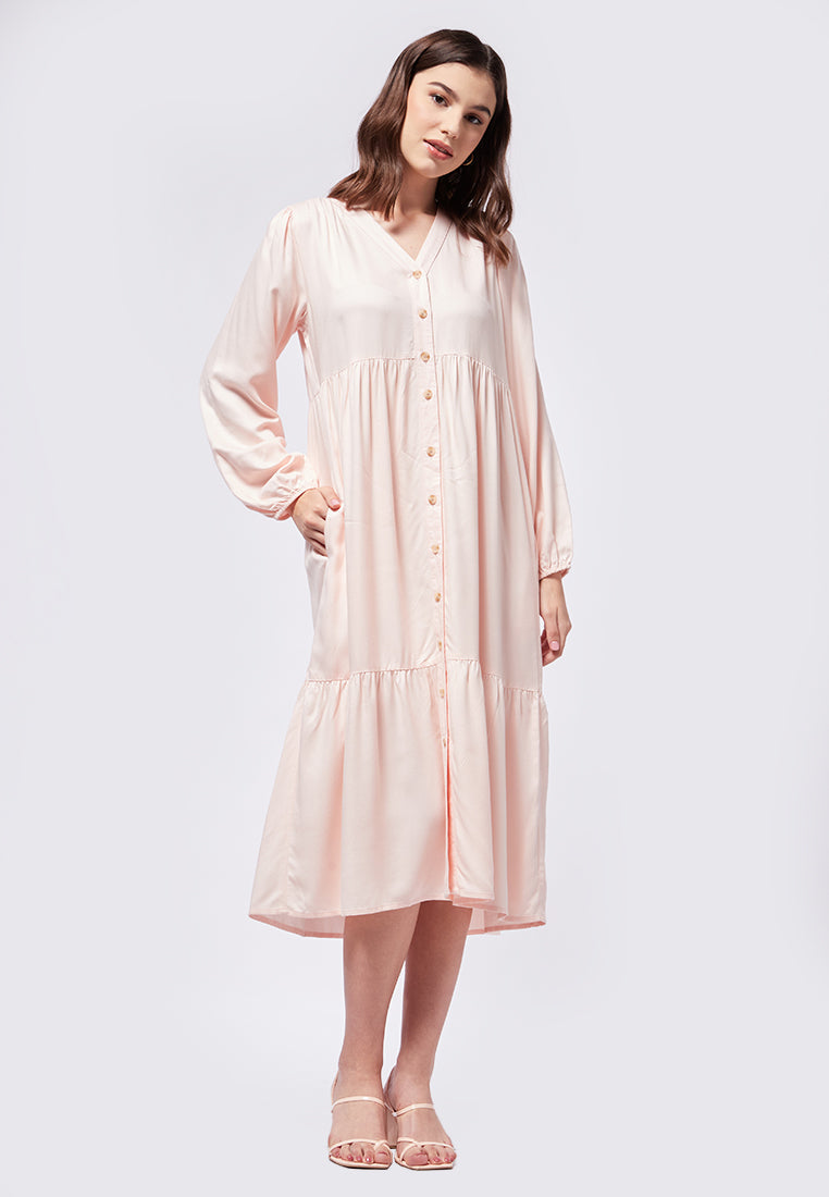Puff Sleeves Midi Dress