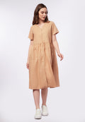 V-Neck Midi Dress with Patch Pocket