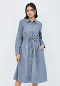 Midi Shirt Dress with Adjustable Waist
