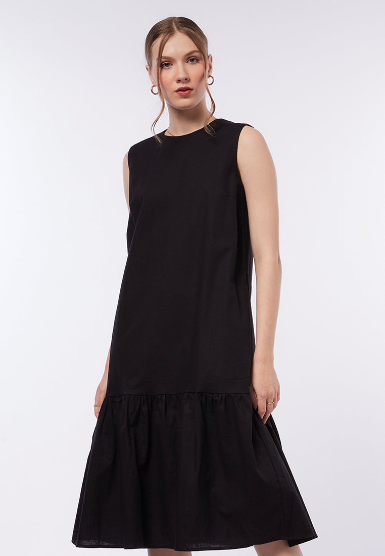 Sleeveless Midi Dress with Ruffle Details