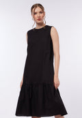 Sleeveless Midi Dress with Ruffle Details