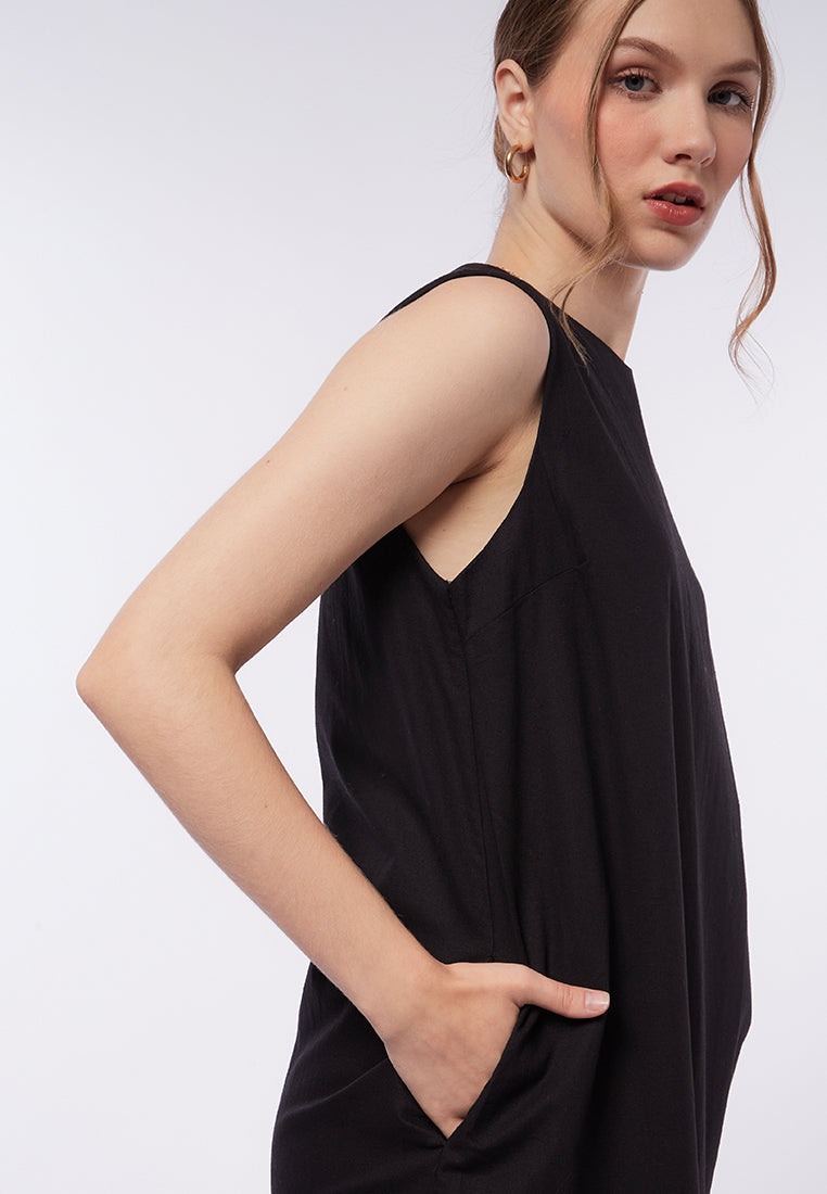 Sleeveless Midi Dress with Ruffle Details