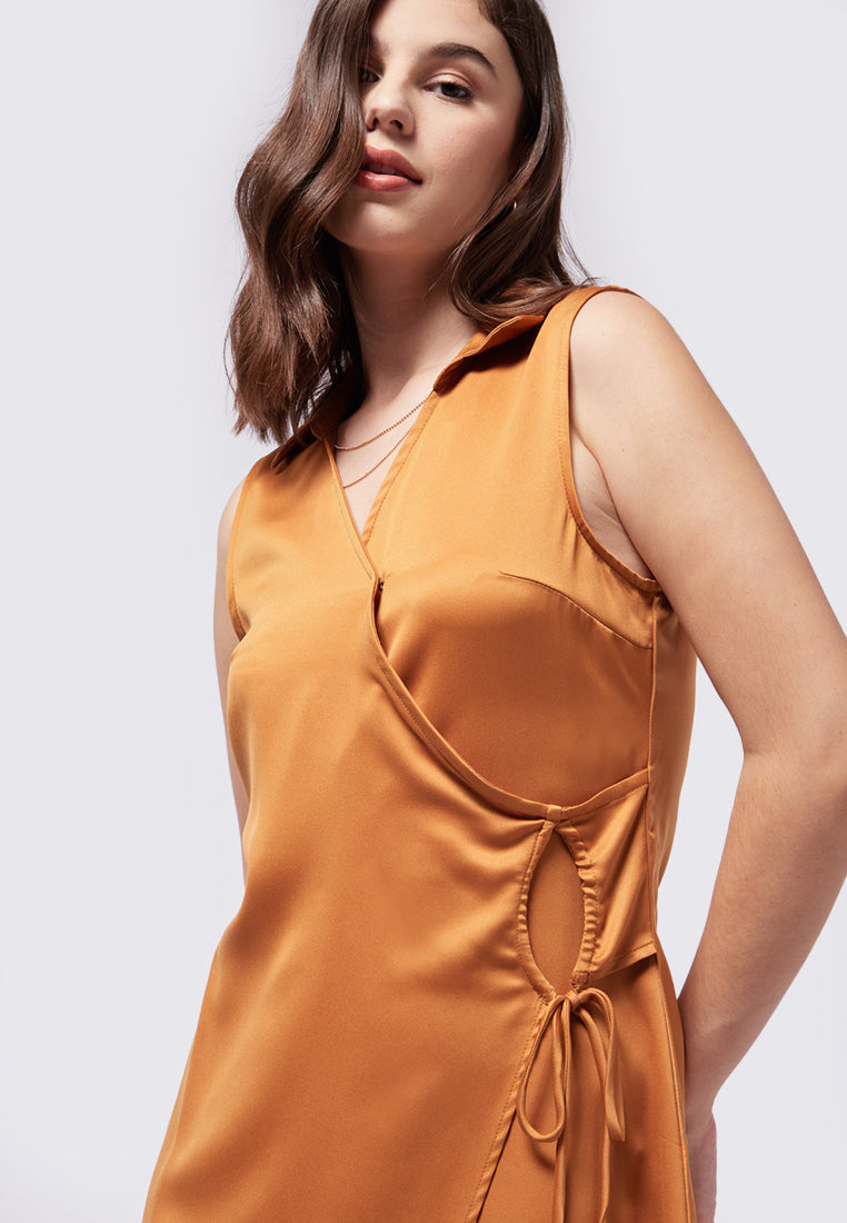 V-Neck Wrapped Midi Dress