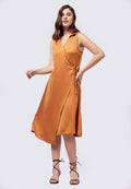 V-Neck Wrapped Midi Dress
