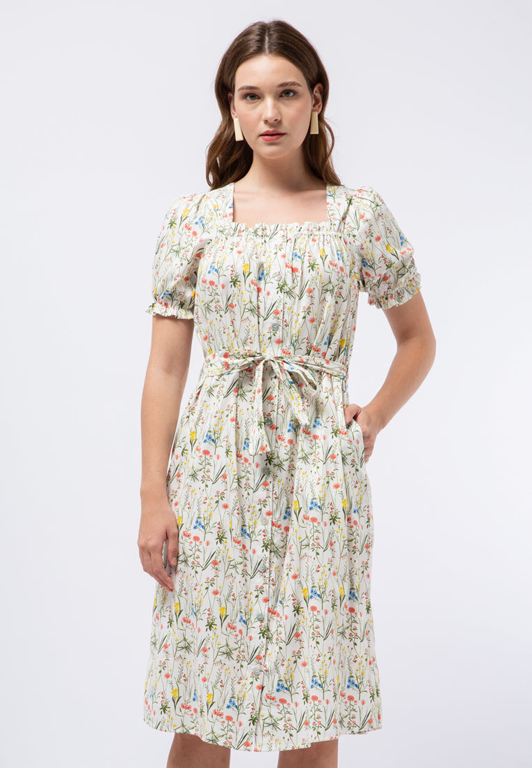 Printed Puff Sleeve Dress