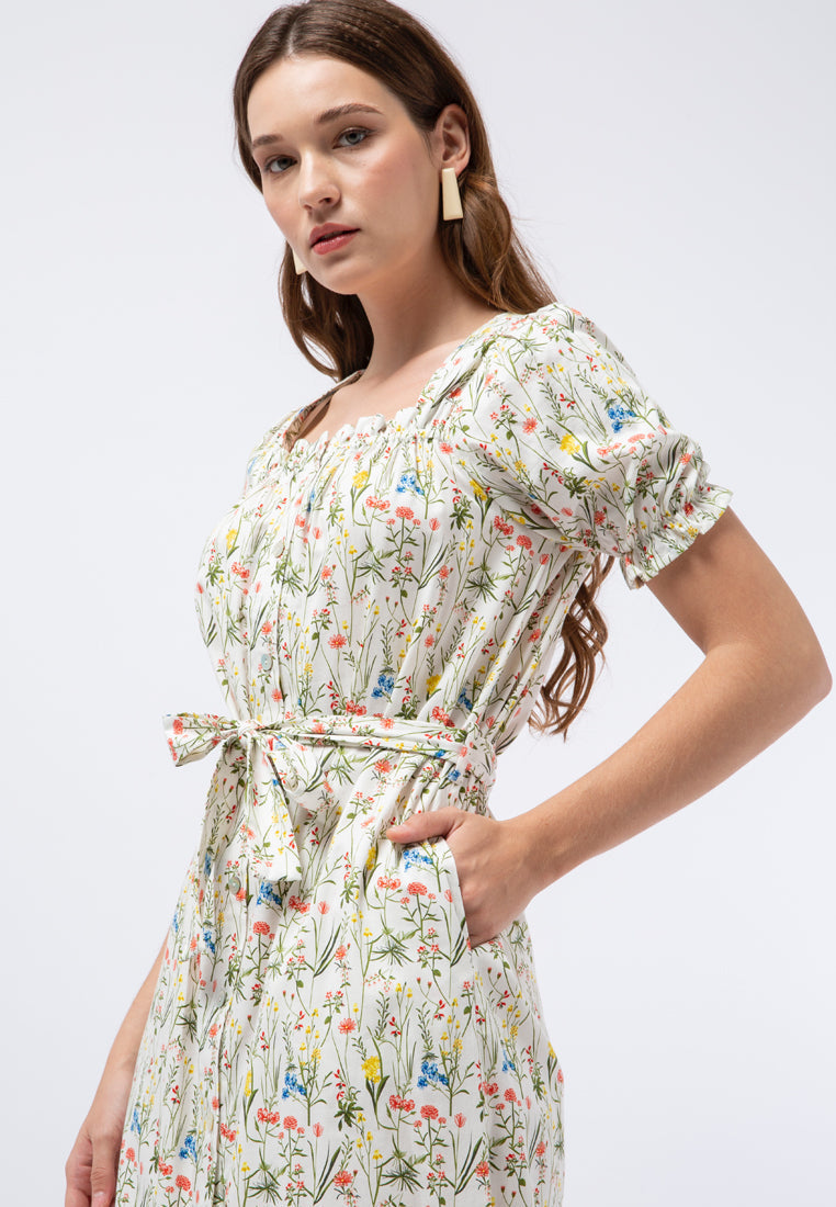 Printed Puff Sleeve Dress