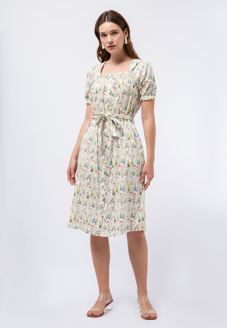 Printed Puff Sleeve Dress