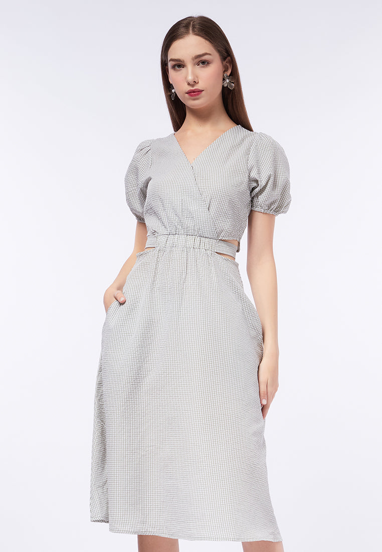 Cut Out Printed Midi Dress