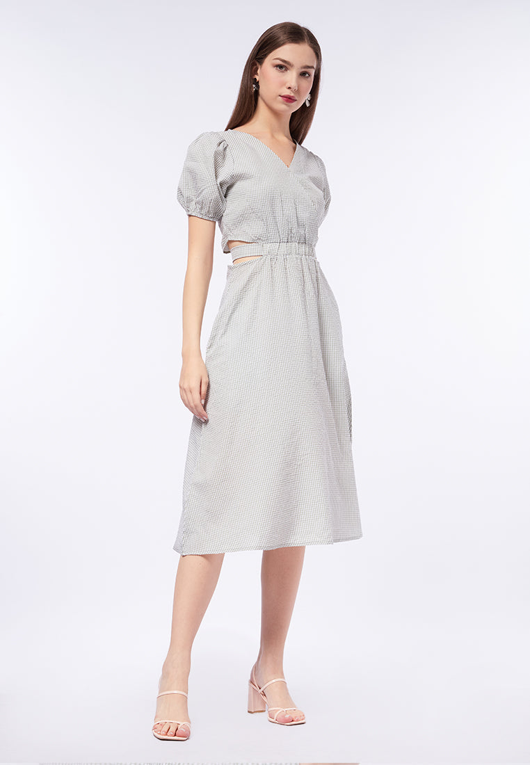 Cut Out Printed Midi Dress