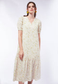 V-Neck Printed Midi Dress