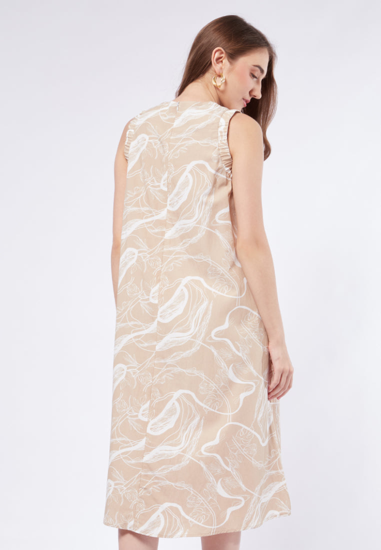 Printed Sleeveless Midi Dress
