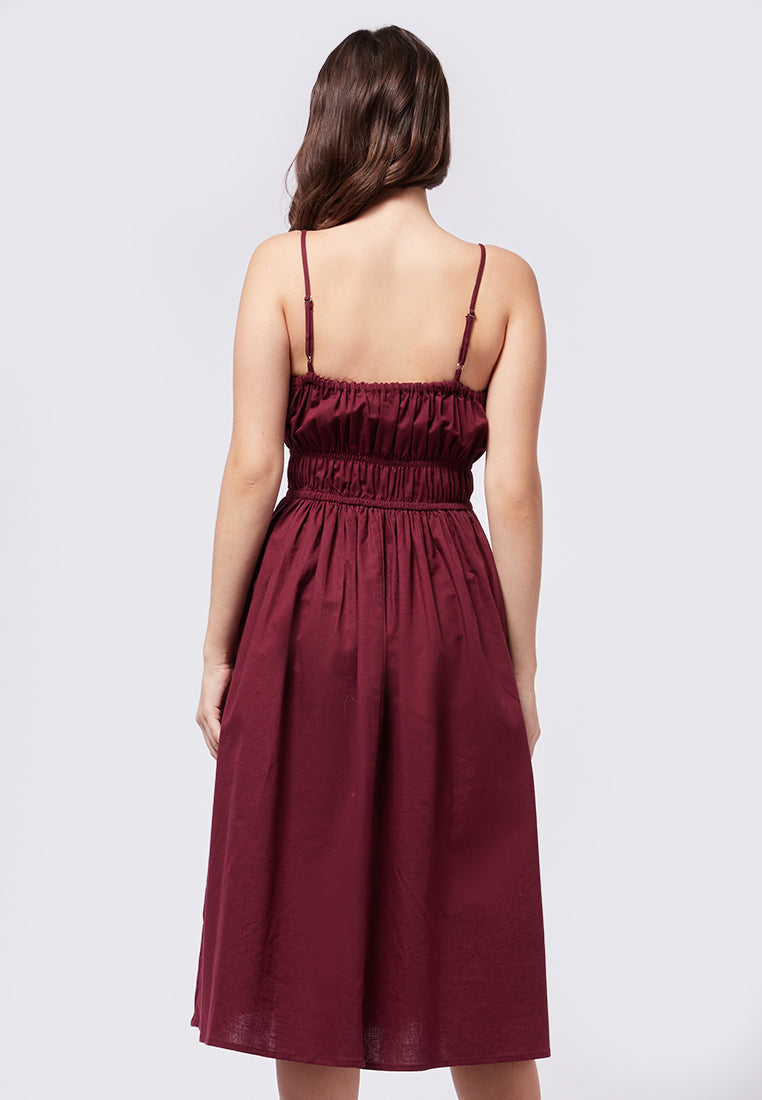 Linen Slip Dress with Smocked Waist