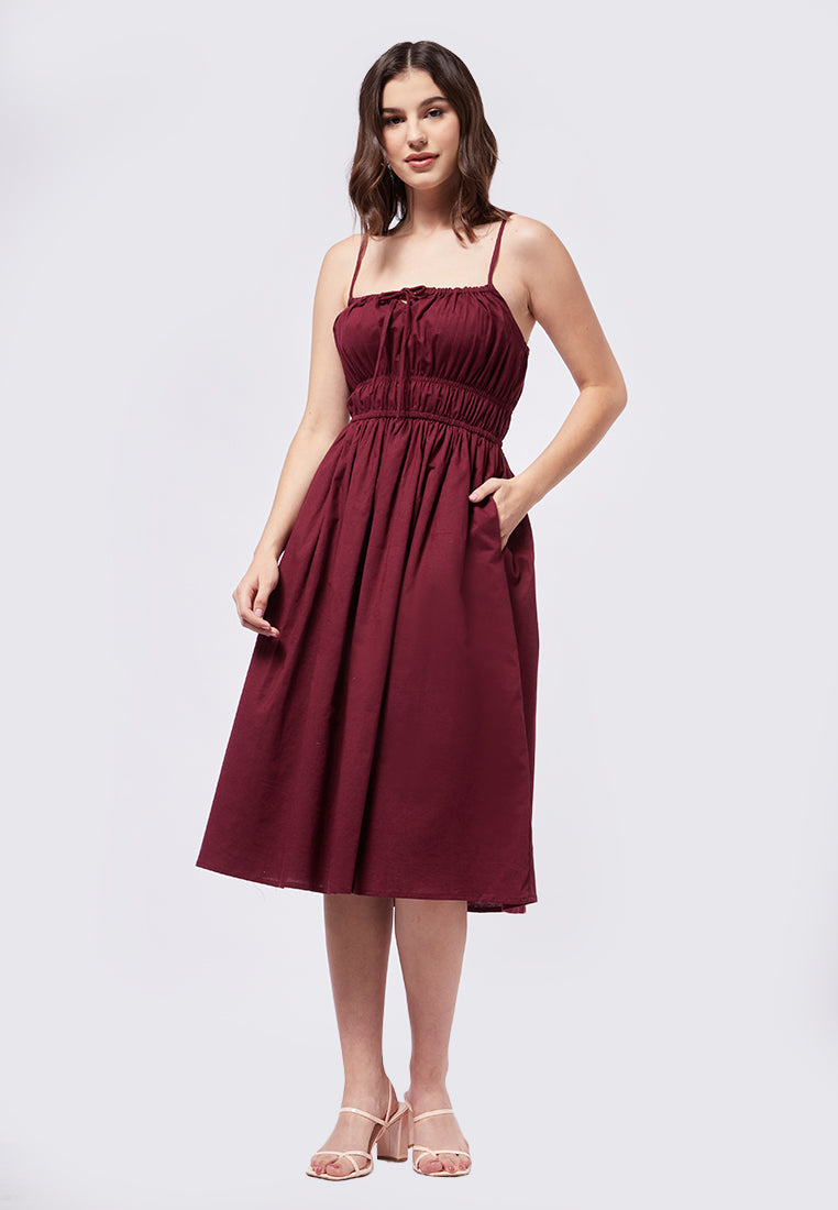 Linen Slip Dress with Smocked Waist