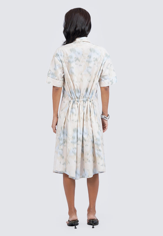 Short Sleeve Printed Shirt Dress