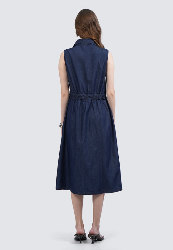 Sleeveless Denim Midi Dress