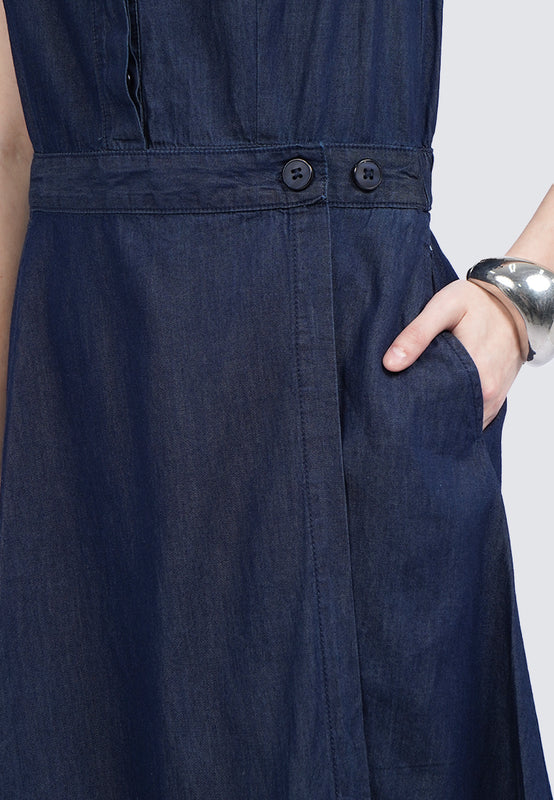 Sleeveless Denim Midi Dress