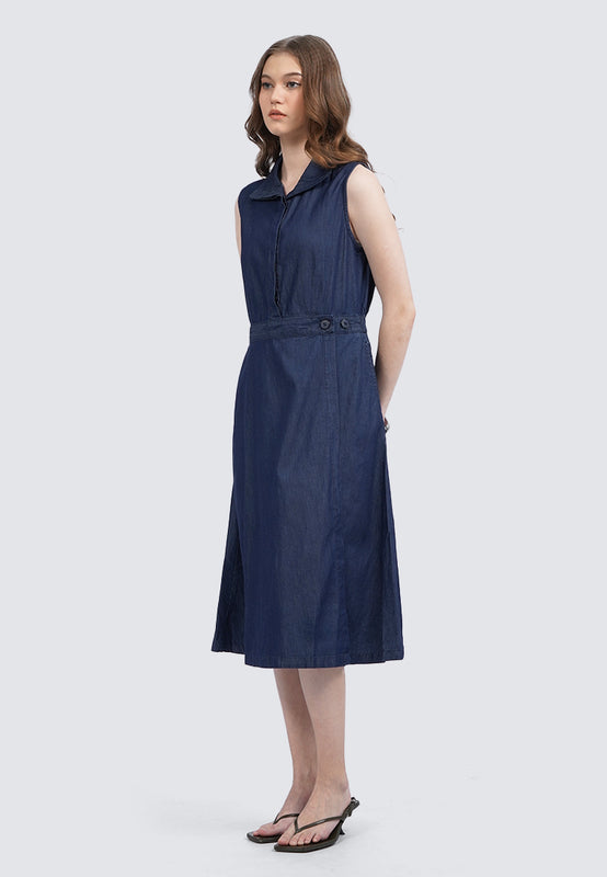 Sleeveless Denim Midi Dress
