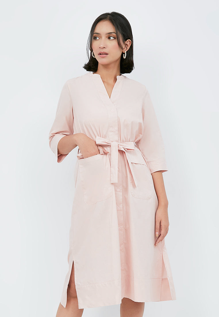 3/4 Sleeve Midi Dress with Front Pocket