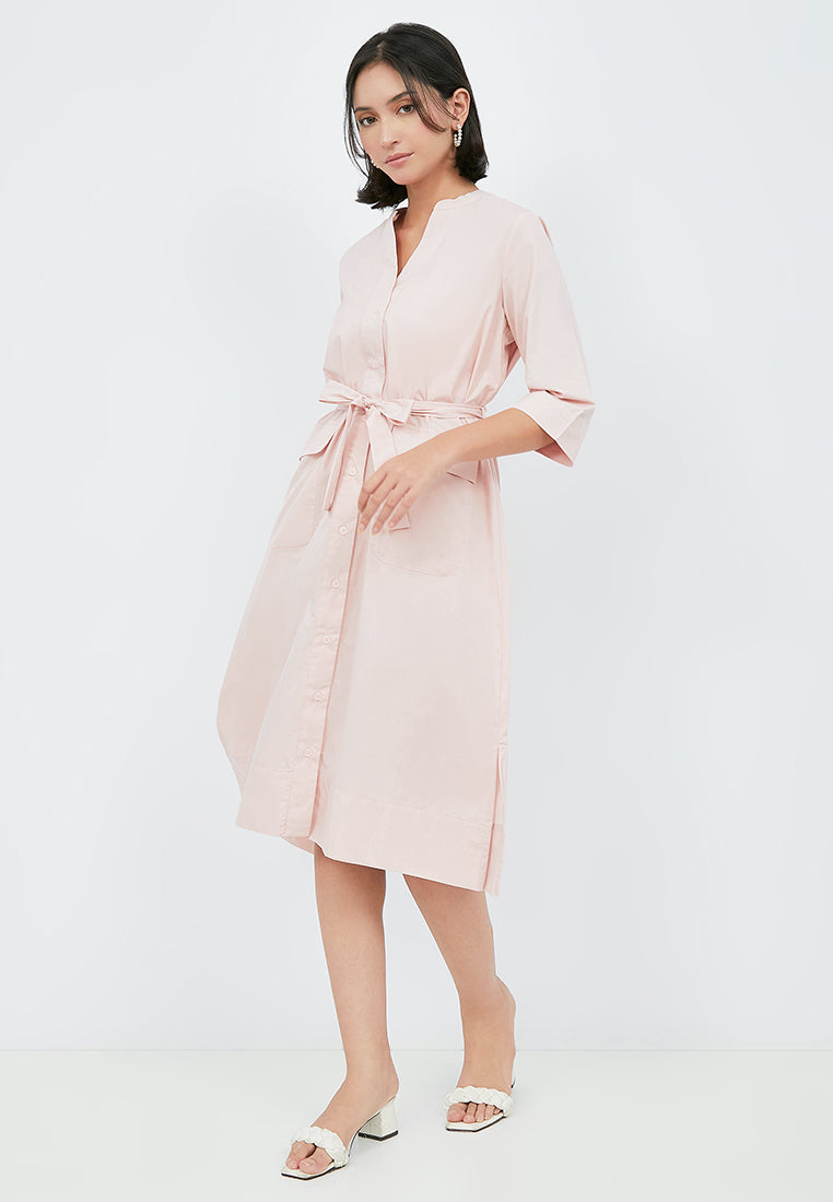 3/4 Sleeve Midi Dress with Front Pocket