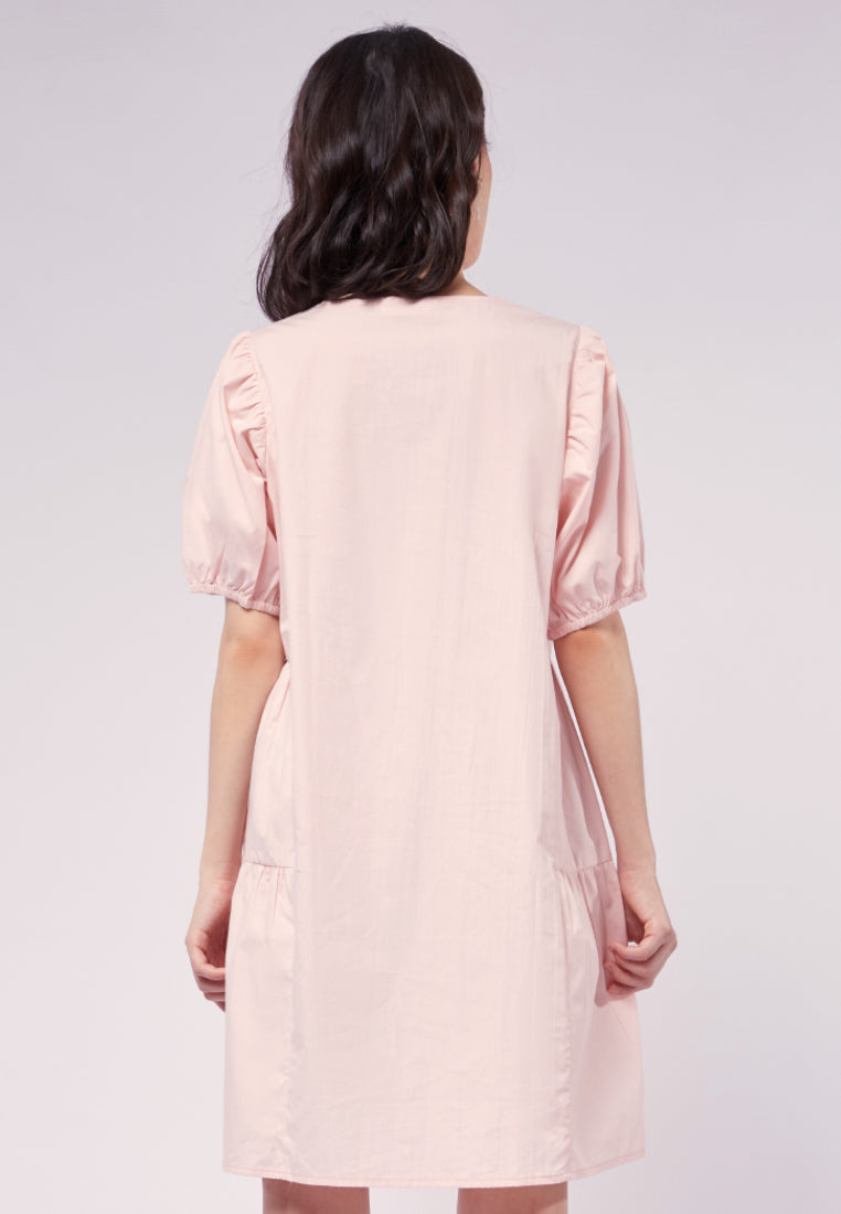 V-neck Mini Dress with Side Ruffles