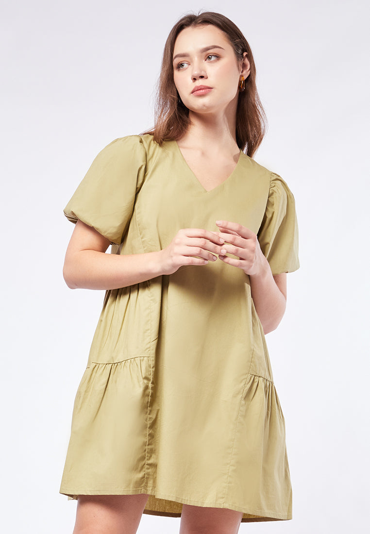 Loose Mini Dress with Side Ruffles