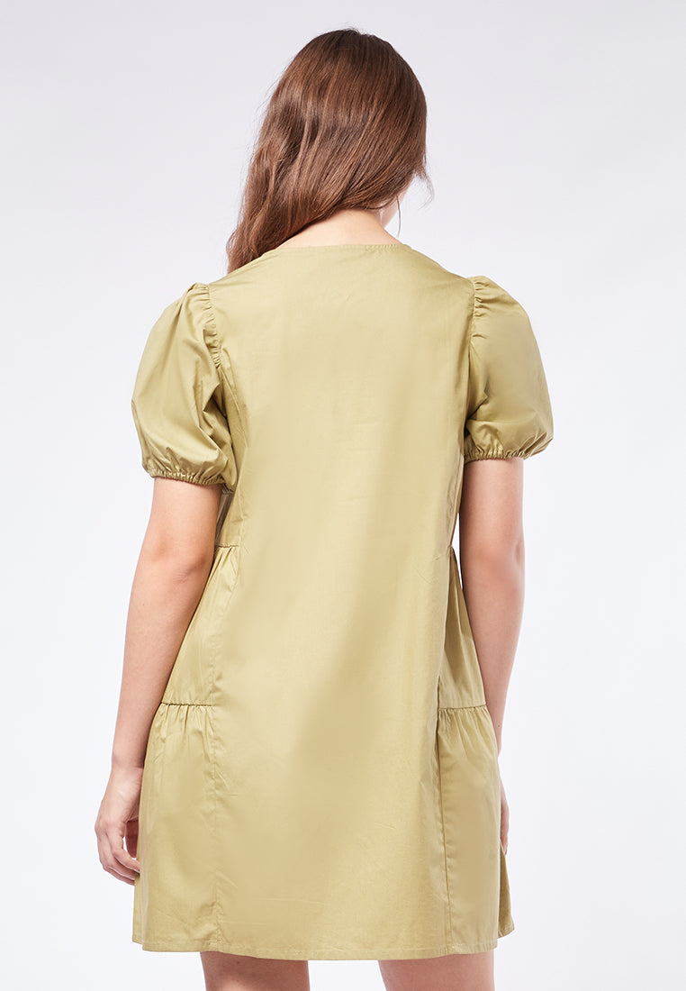 Loose Mini Dress with Side Ruffles