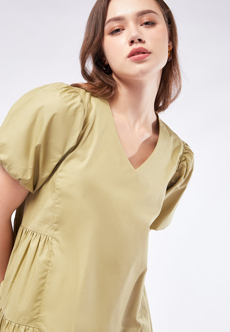 Loose Mini Dress with Side Ruffles