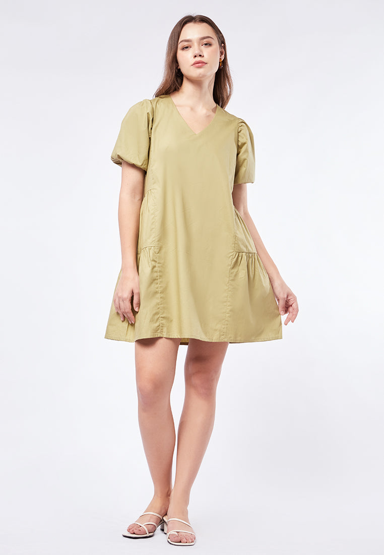 Loose Mini Dress with Side Ruffles