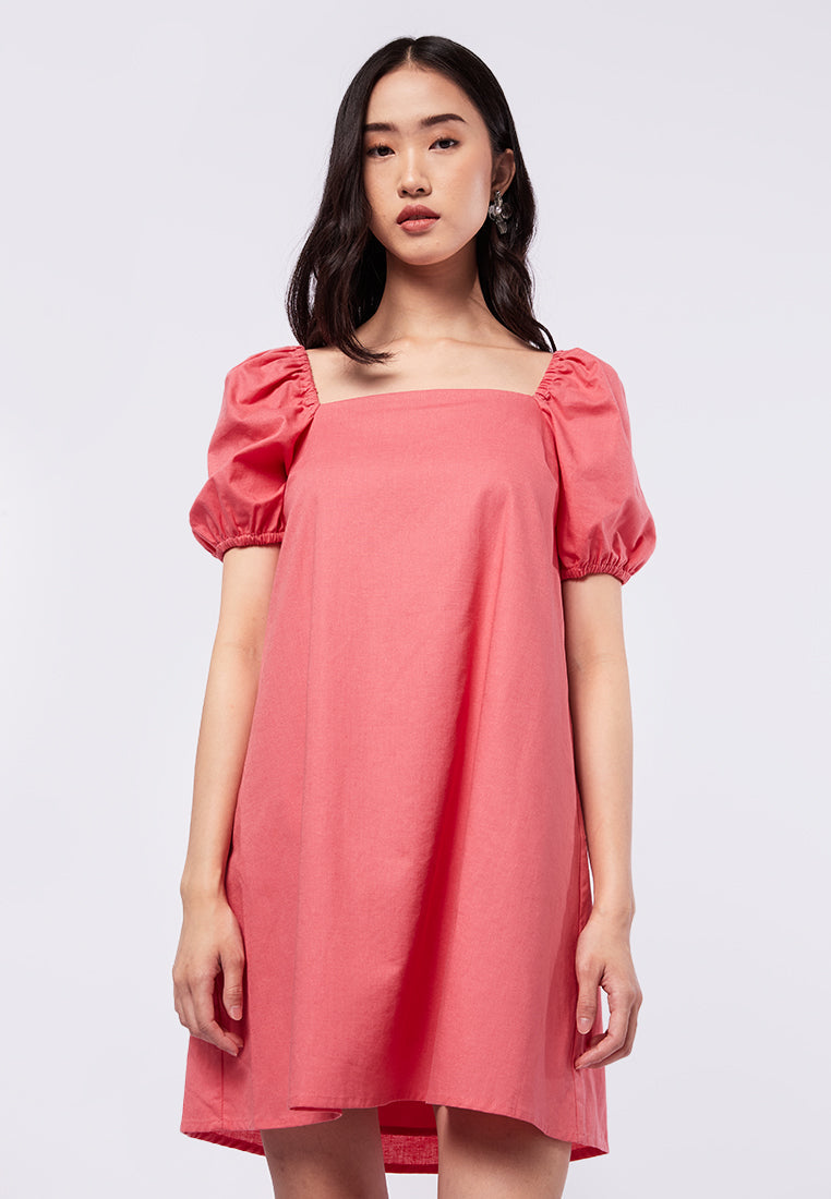 Square Neck Puff Sleeve Mini Dress