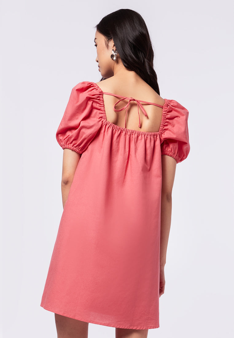 Square Neck Puff Sleeve Mini Dress
