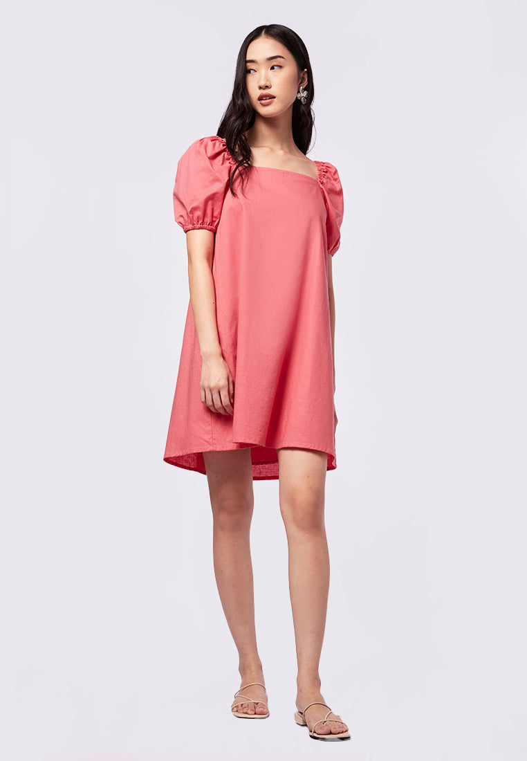 Square Neck Puff Sleeve Mini Dress