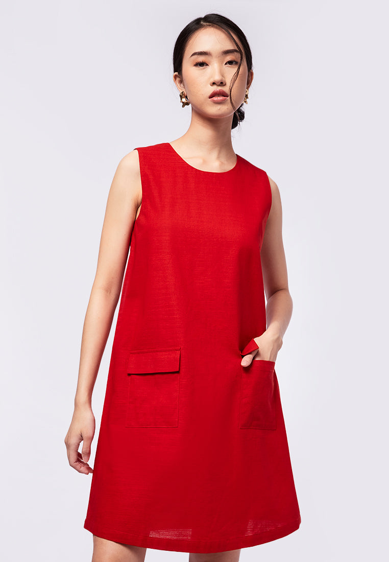 Sleeveless Mini Dress with Patch Pocket