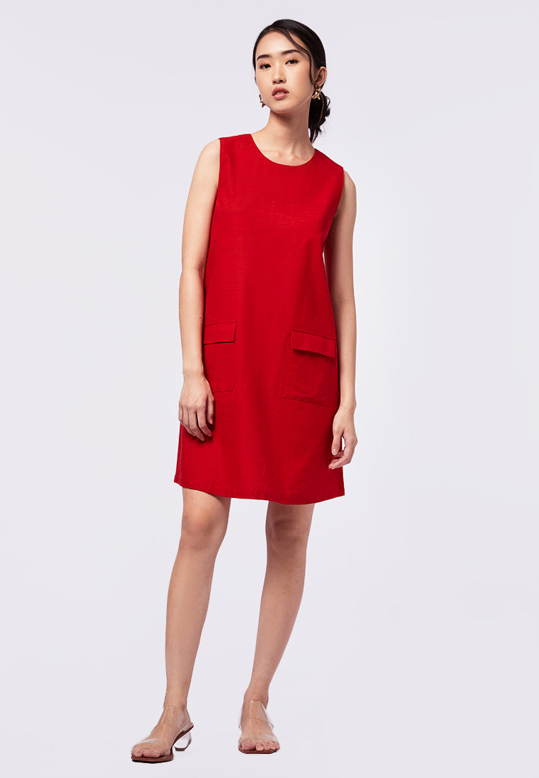 Sleeveless Mini Dress with Patch Pocket