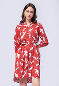 Printed V-Neck Mini Dress