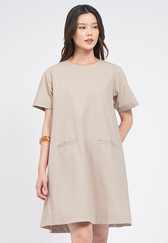 Round Neck Short Sleeve Mini Dress