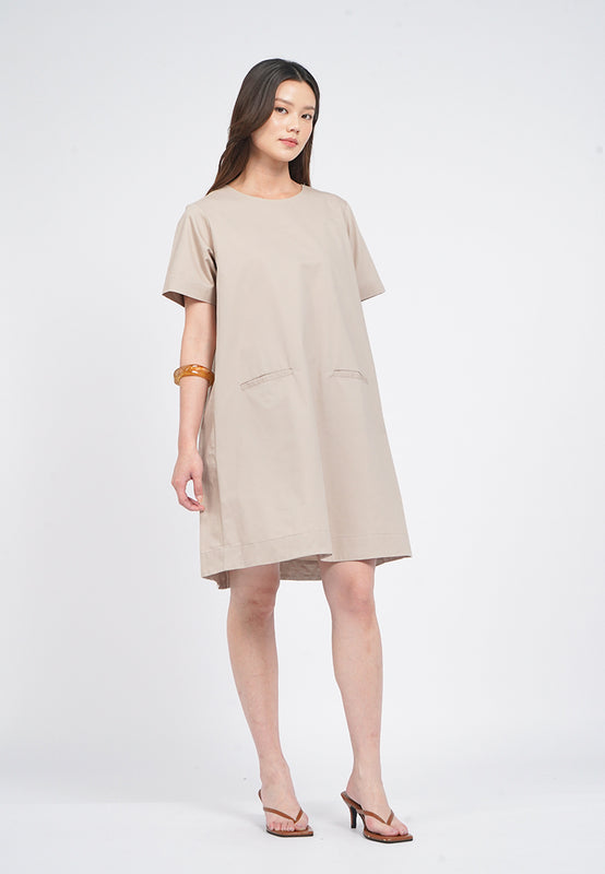 Round Neck Short Sleeve Mini Dress