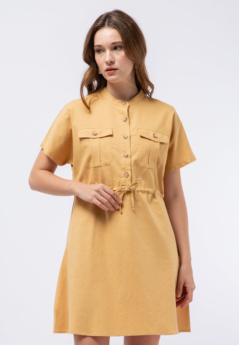 Short Dress with Drawstring Details