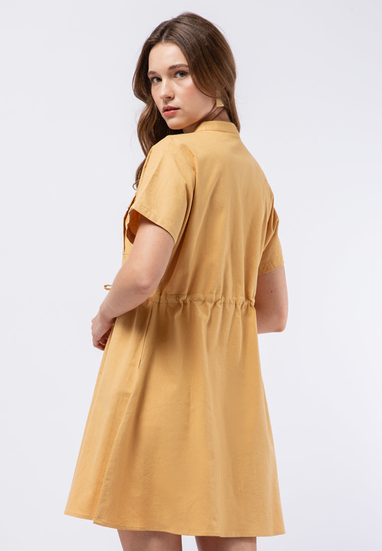 Short Dress with Drawstring Details