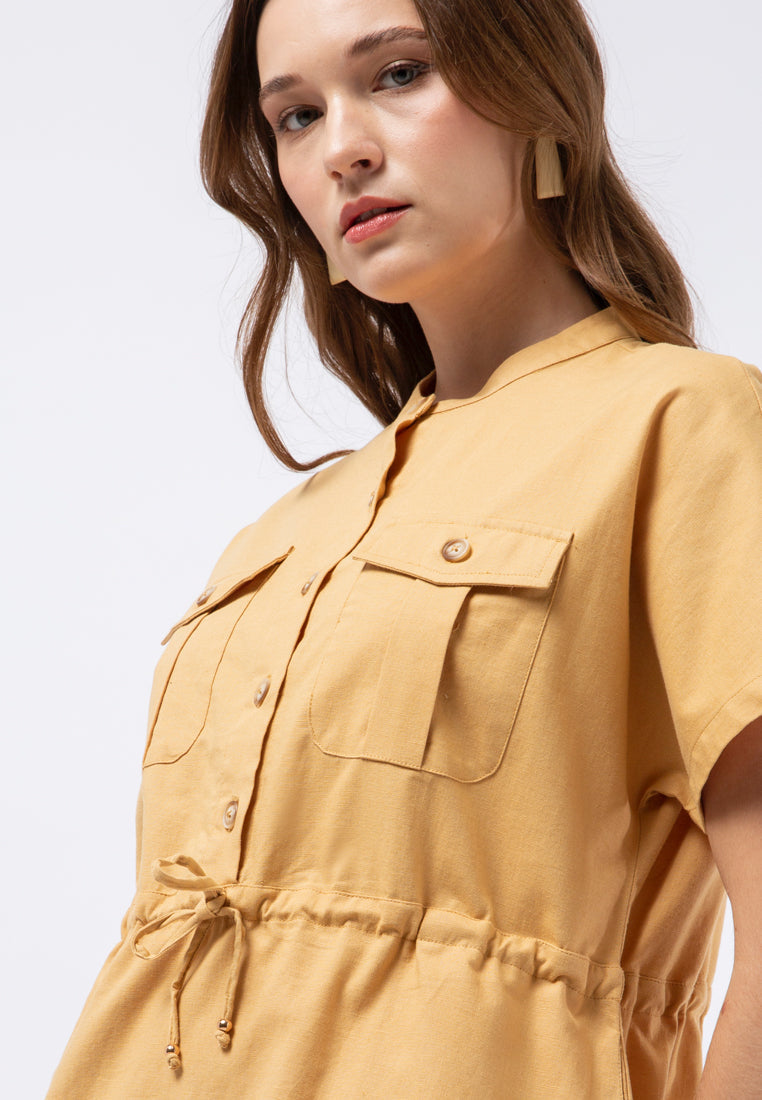 Short Dress with Drawstring Details