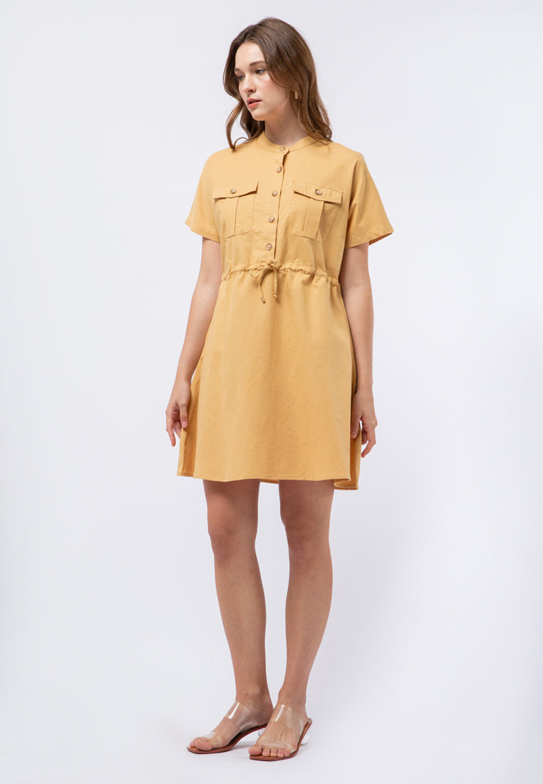 Short Dress with Drawstring Details