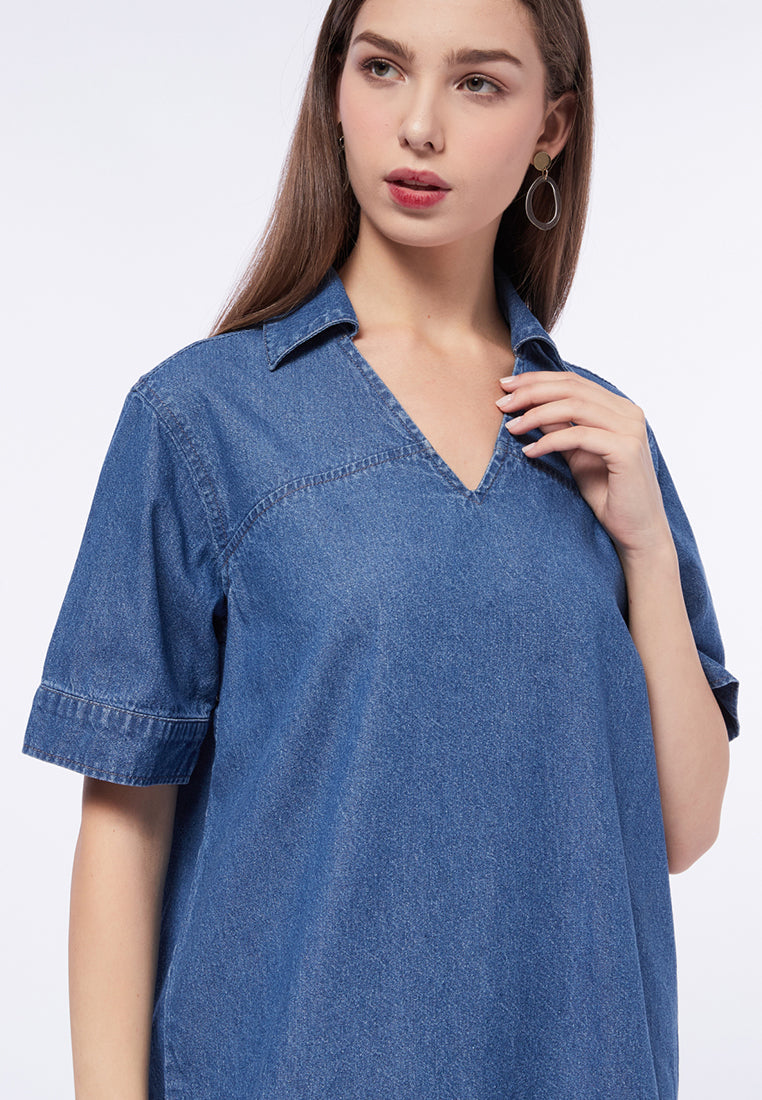 Loose Fit Denim Mini Dress