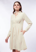 Mini Shirt Dress with Pleated Waist